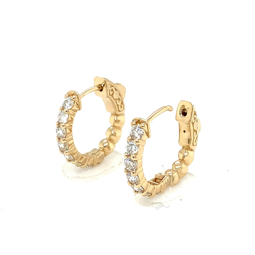 Roman+Jules Classic Small Diamond Huggies set in 14K Yellow Gold - Image 2 of 6