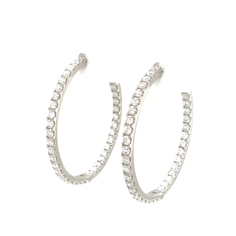 Roman+Jules Classic Inside and Outside Diamond Hoops set in 14K White Gold - Image 1 of 6