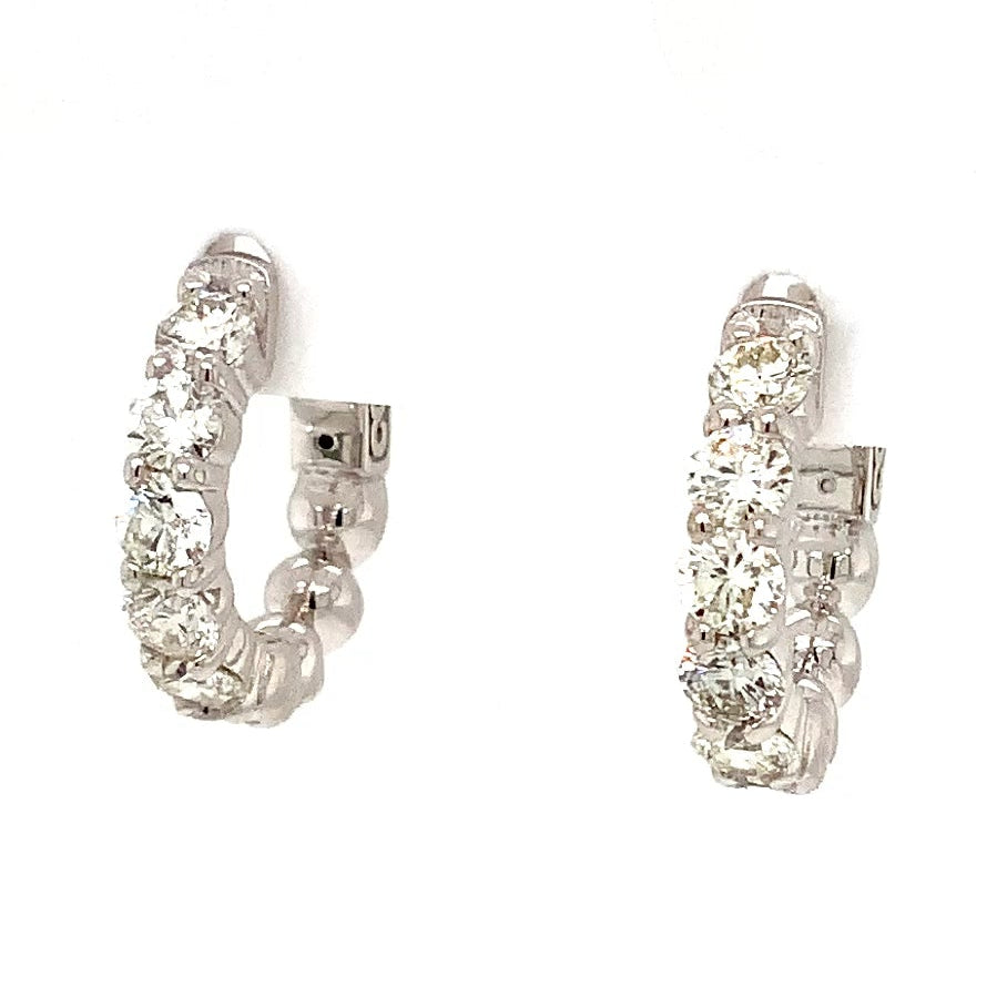 Roman+Jules Classic Small Diamond Huggies set in 14K White Gold - Image 9 of 9