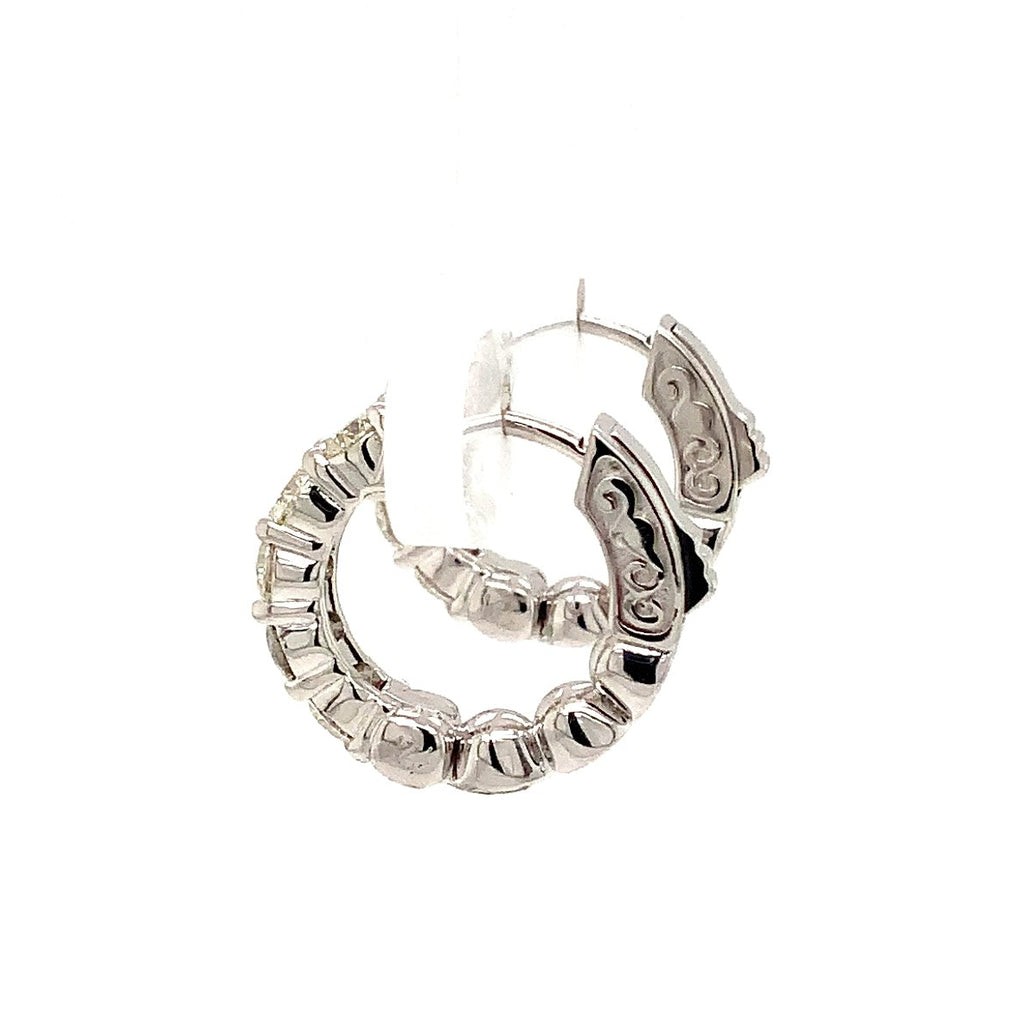 Roman+Jules Classic Small Diamond Huggies set in 14K White Gold - Image 3 of 9