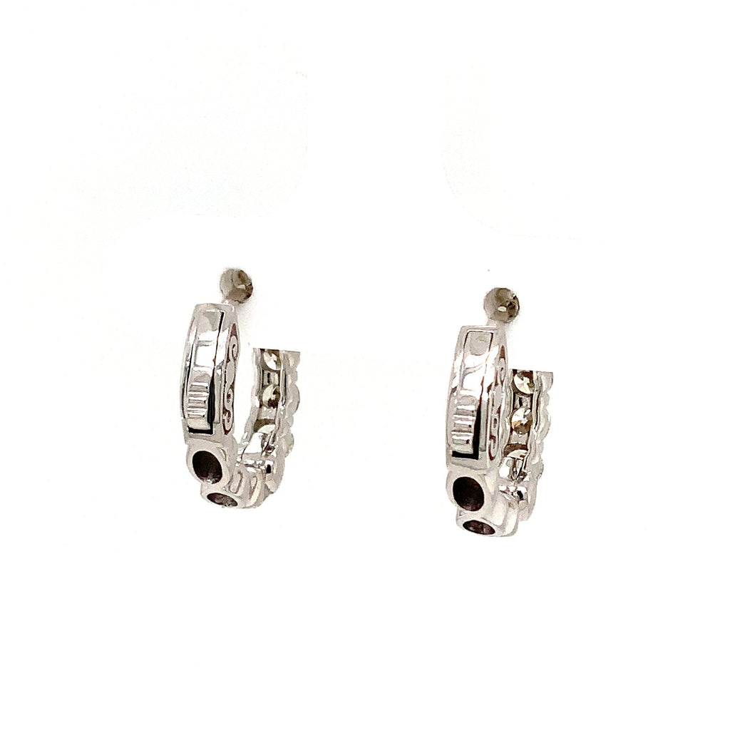 Roman+Jules Classic Small Diamond Huggies set in 14K White Gold - Image 4 of 9