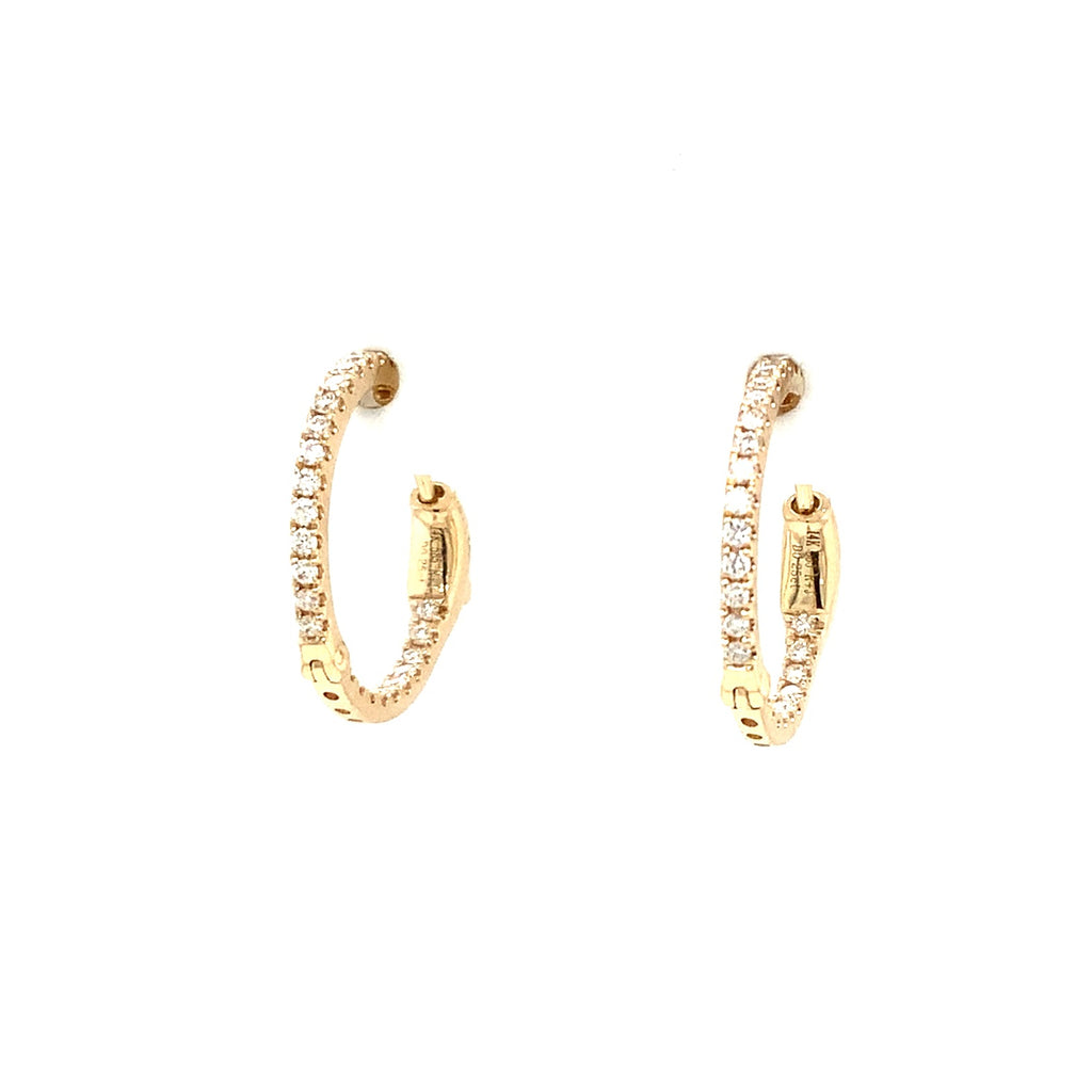 Roman+Jules Classic Small Inside and Outside Diamond Huggies set in 14K Yellow Gold - Image 1 of 5