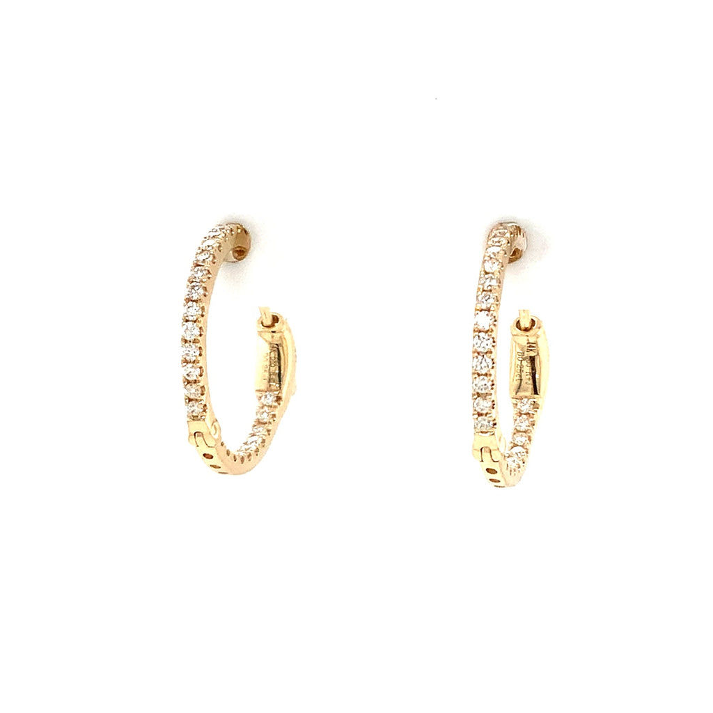 Roman+Jules Classic Small Inside and Outside Diamond Huggies set in 14K Yellow Gold - Image 2 of 5