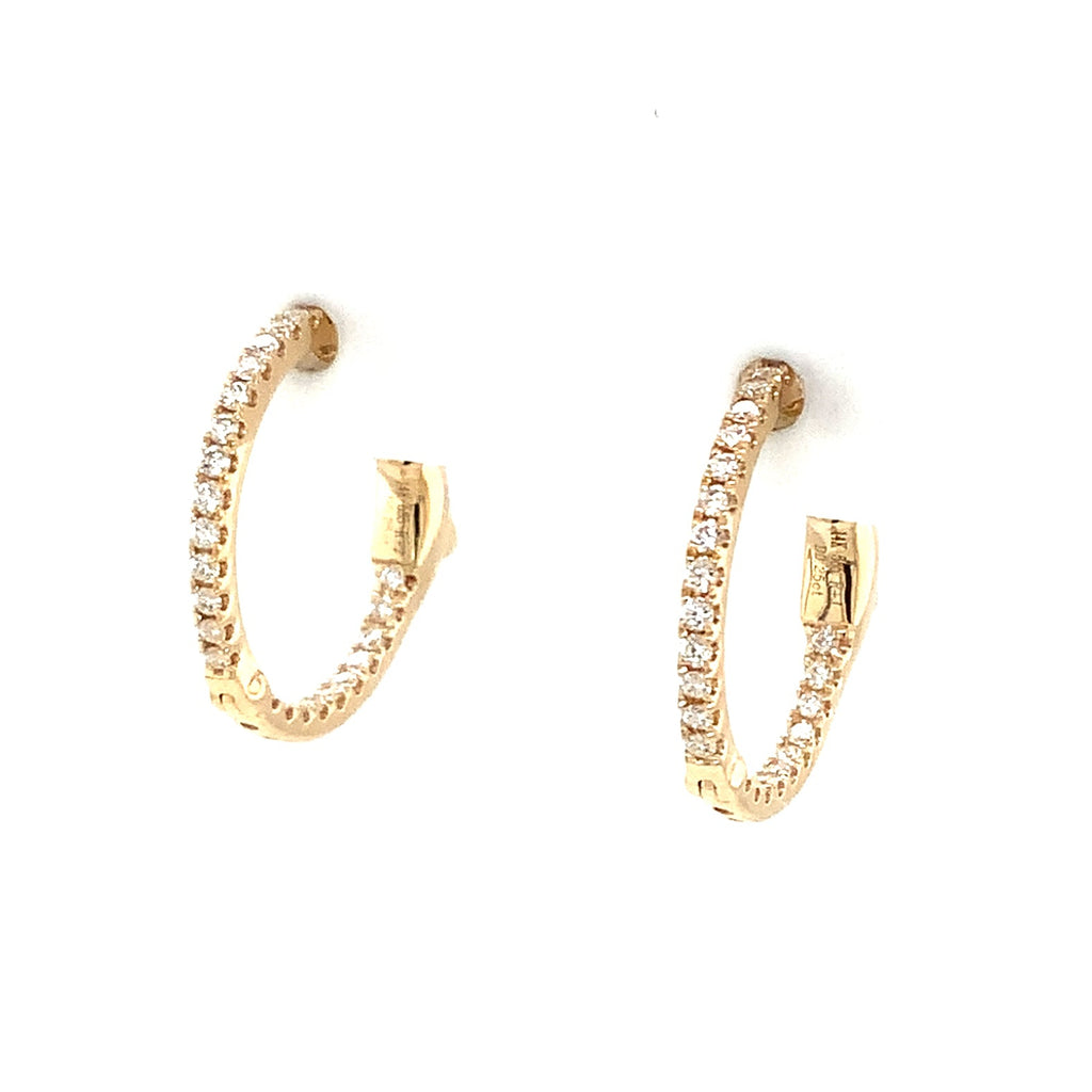 Roman+Jules Classic Small Inside and Outside Diamond Huggies set in 14K Yellow Gold - Image 3 of 5