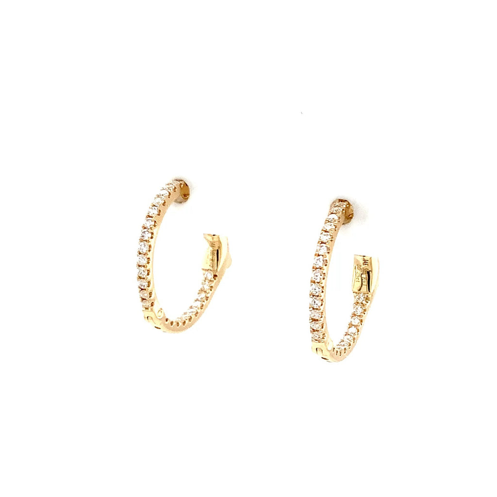 Roman+Jules Classic Small Inside and Outside Diamond Huggies set in 14K Yellow Gold - Image 4 of 5