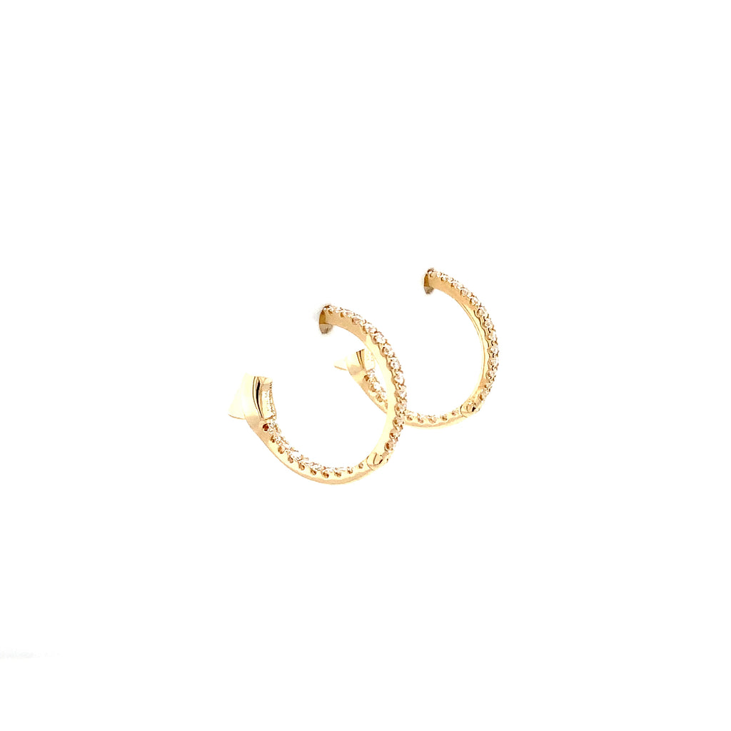 Roman+Jules Classic Small Inside and Outside Diamond Huggies set in 14K Yellow Gold - Image 5 of 5