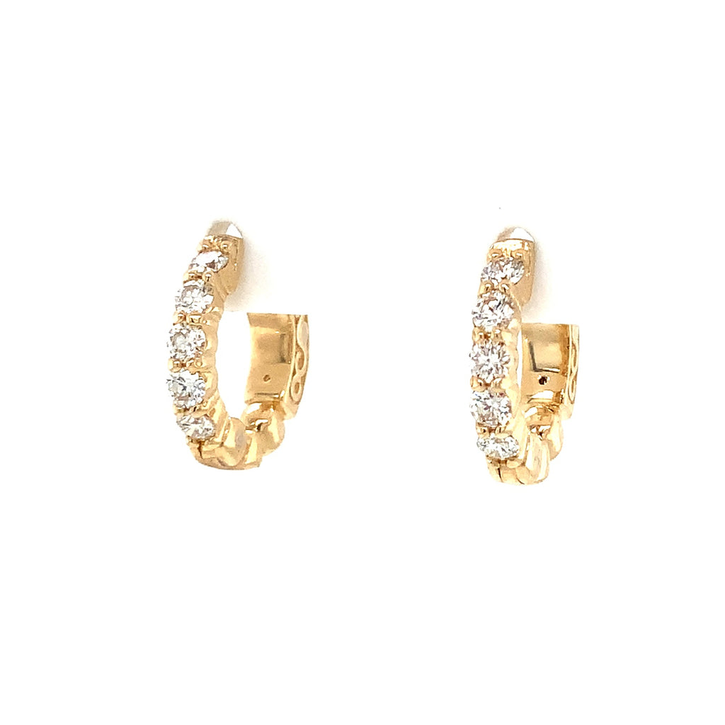 Roman+Jules Classic Small Diamond Huggies set in 14K Yellow Gold - Image 1 of 6