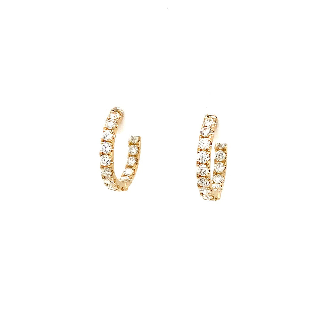 Roman+Jules Classic Small Inside and Outside Diamond Huggies set in 14K Yellow Gold - Image 2 of 5