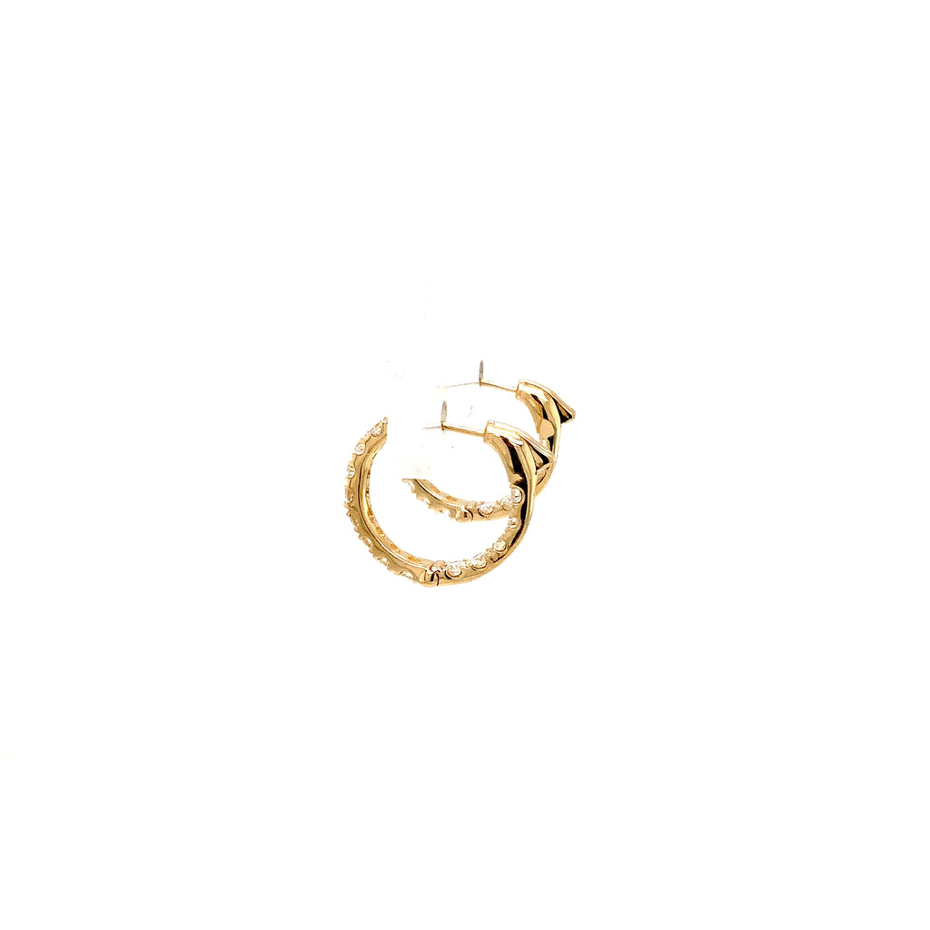 Roman+Jules Classic Small Inside and Outside Diamond Huggies set in 14K Yellow Gold - Image 3 of 5
