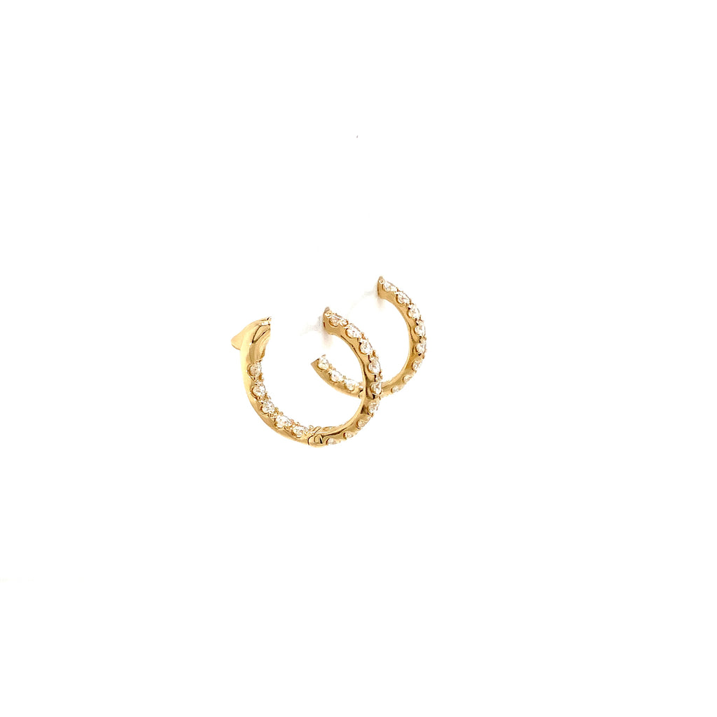 Roman+Jules Classic Small Inside and Outside Diamond Huggies set in 14K Yellow Gold - Image 5 of 5