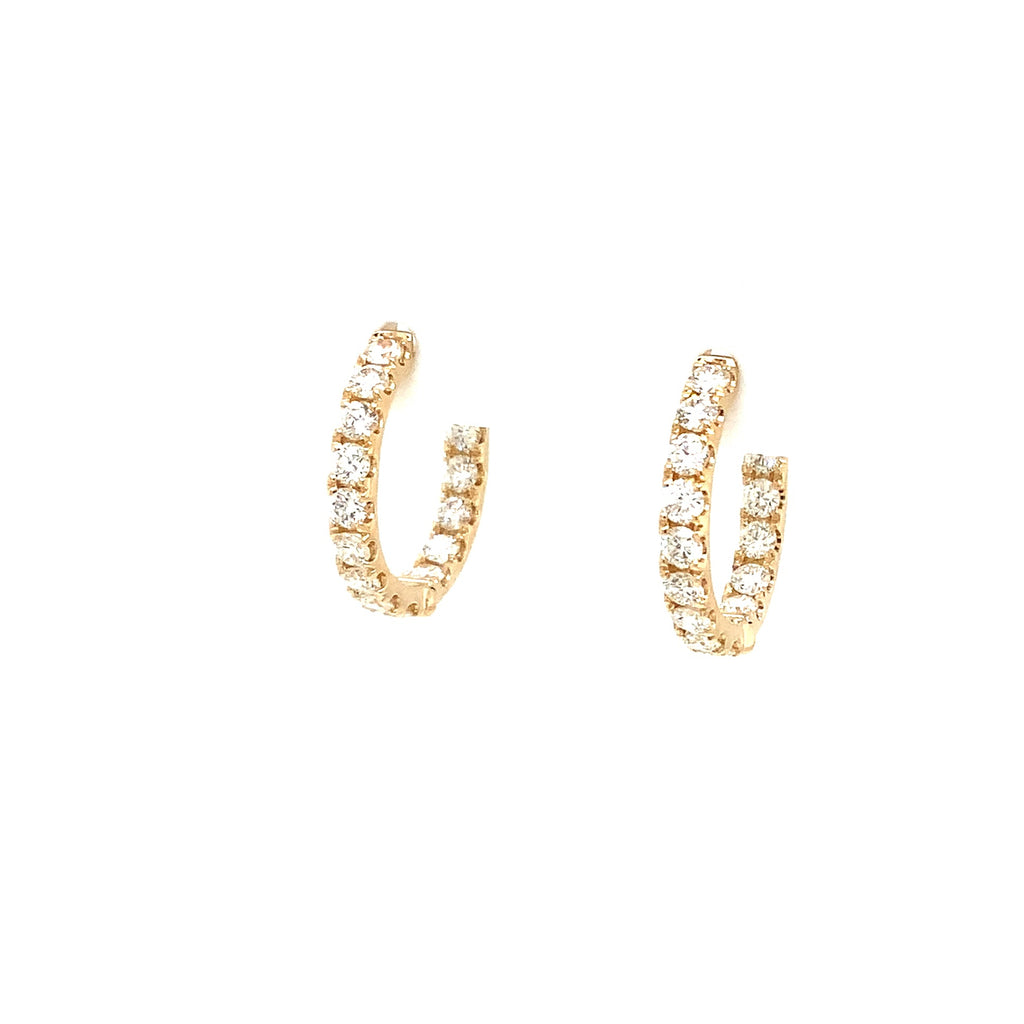 Roman+Jules Classic Small Inside and Outside Diamond Huggies set in 14K Yellow Gold - Image 1 of 5
