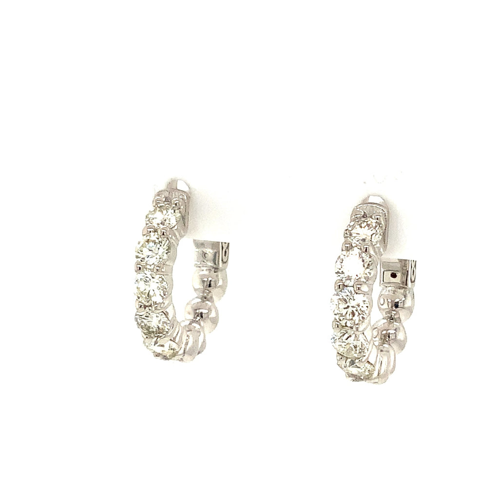 Roman+Jules Classic Small Diamond Huggies set in 14K White Gold - Image 6 of 9