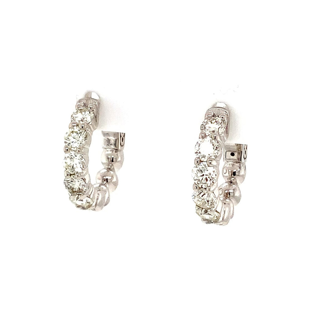Roman+Jules Classic Small Diamond Huggies set in 14K White Gold - Image 1 of 9