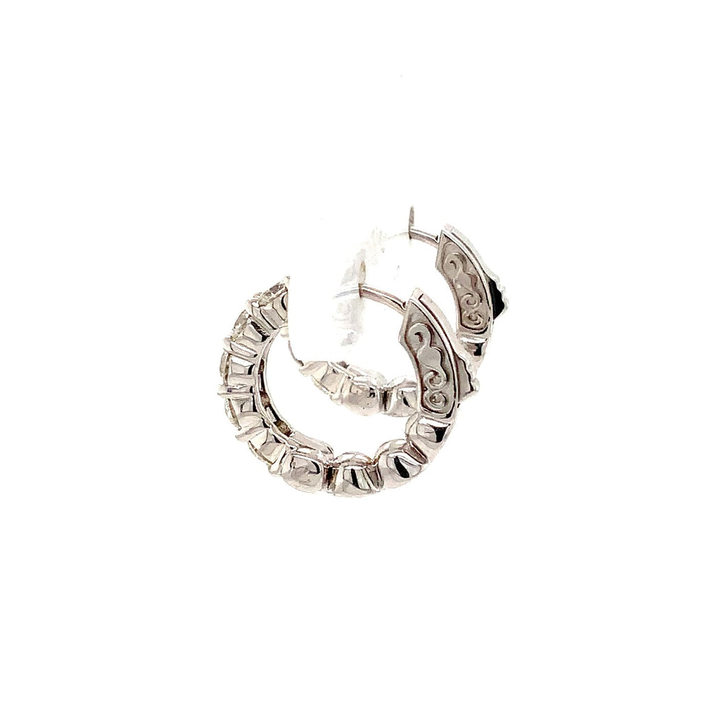 Roman+Jules Classic Small Diamond Huggies set in 14K White Gold - Image 7 of 9