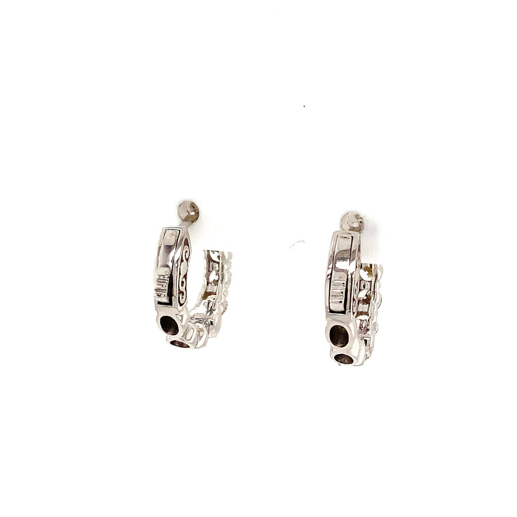 Roman+Jules Classic Small Diamond Huggies set in 14K White Gold - Image 8 of 9
