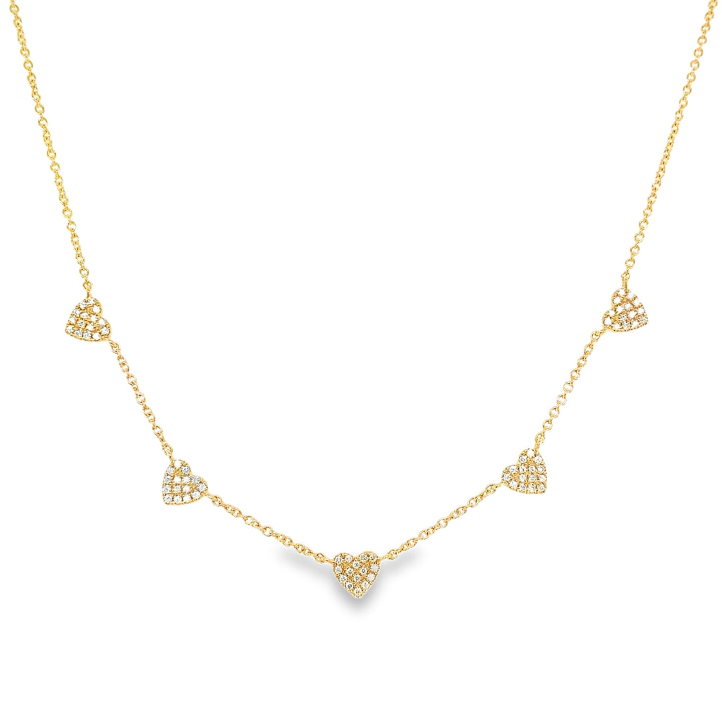 Roman + Jules Pave Heart Diamond Station Necklace set in 14K Yellow Gold - Image 1 of 5
