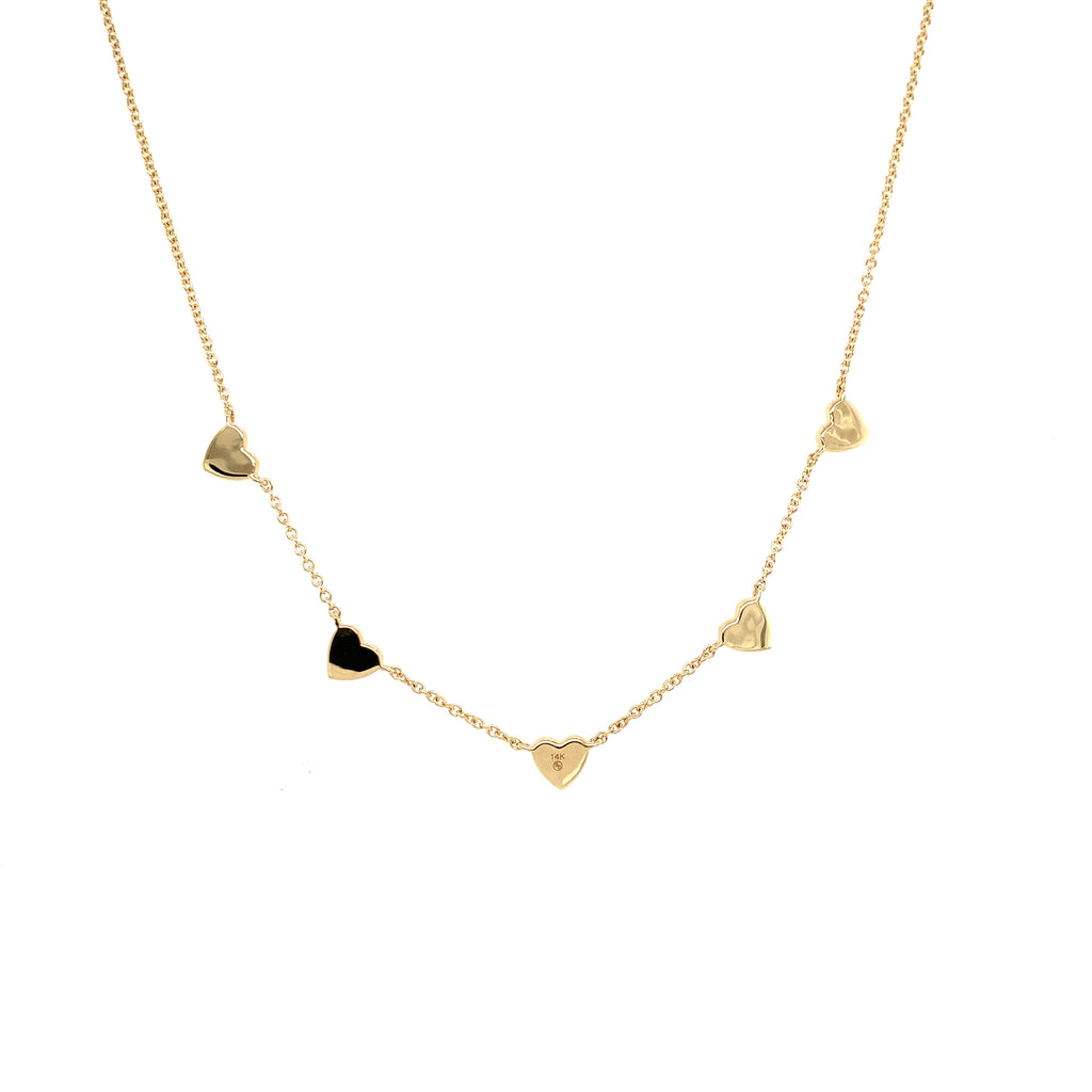 Roman + Jules Pave Heart Diamond Station Necklace set in 14K Yellow Gold - Image 4 of 5