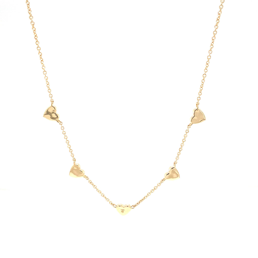 Roman + Jules Pave Heart Diamond Station Necklace set in 14K Yellow Gold - Image 2 of 5