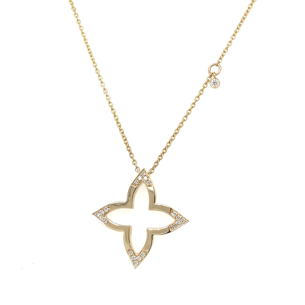 Roman + Jules Open Clover Diamond and 14K Yellow Gold Necklace - Image 1 of 3