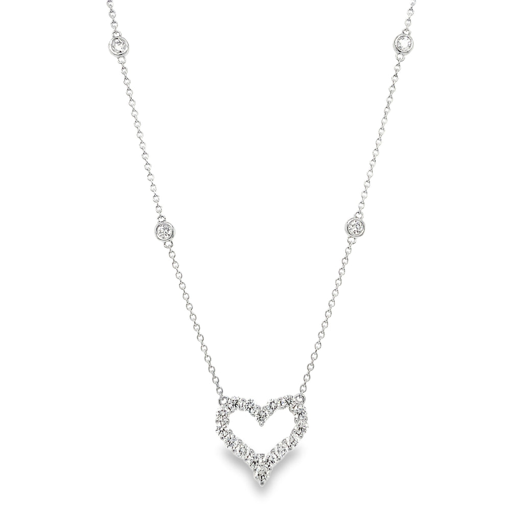 Roman + Jules Esquisite Heart Shaped Diamond Station Necklace set in 14K White Gold - Image 1 of 6