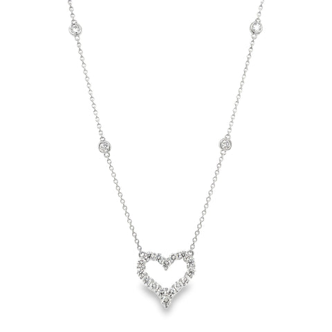 Roman + Jules Esquisite Heart Shaped Diamond Station Necklace set in 14K White Gold - Image 1 of 6