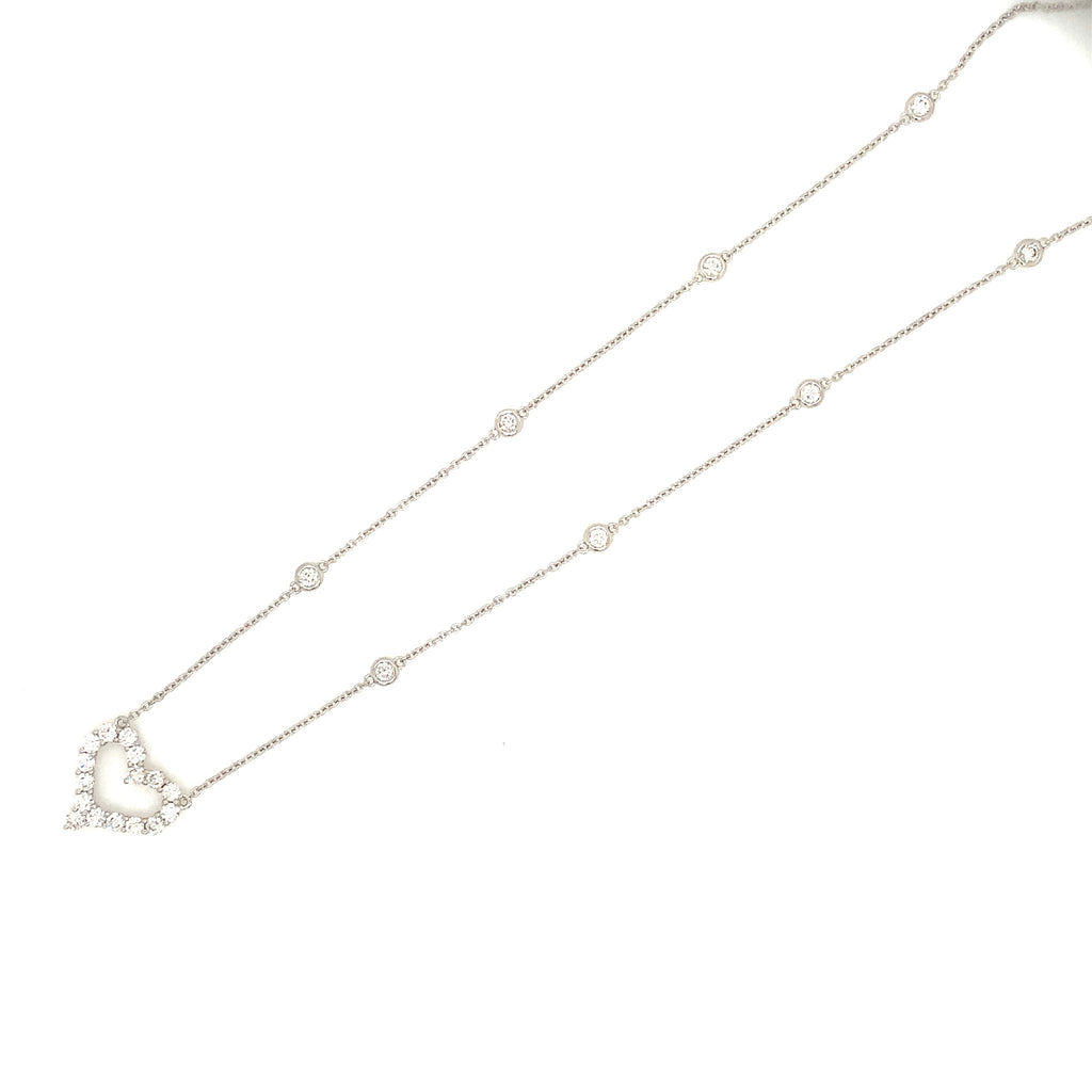 Roman + Jules Esquisite Heart Shaped Diamond Station Necklace set in 14K White Gold - Image 2 of 6