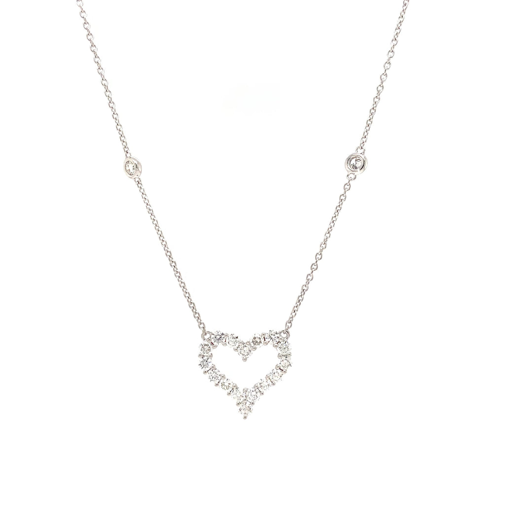 Roman + Jules Esquisite Heart Shaped Diamond Station Necklace set in 14K White Gold - Image 5 of 6