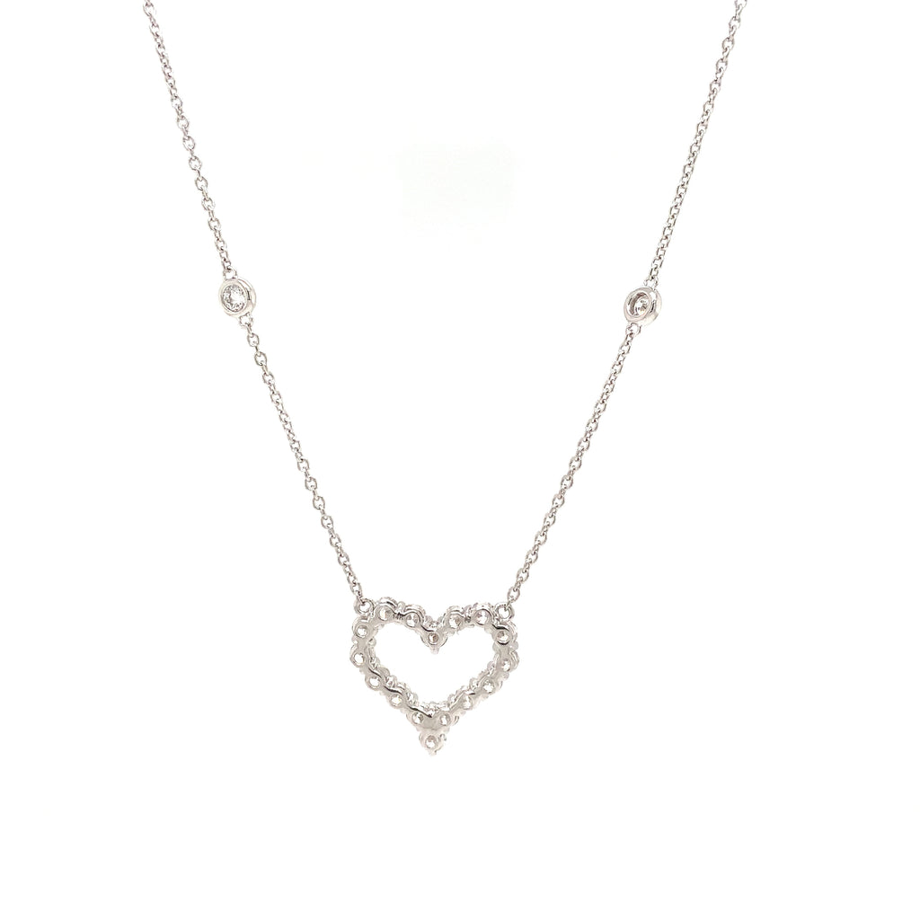 Roman + Jules Esquisite Heart Shaped Diamond Station Necklace set in 14K White Gold - Image 6 of 6