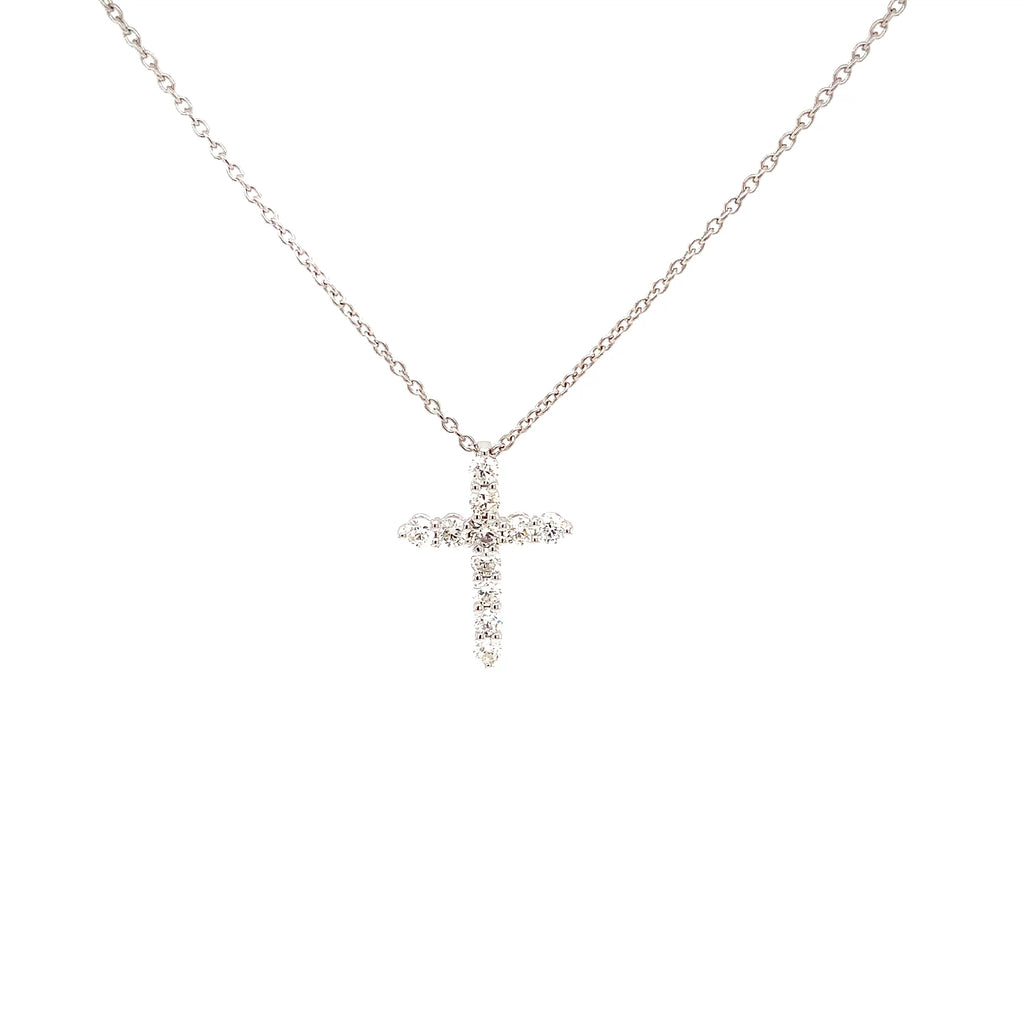 Roman + Jules Contemporary Small Diamond Cross 0.50 ctw 14K White Gold with hidden bail - Image 1 of 7