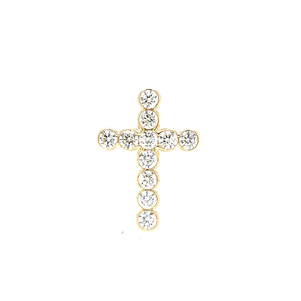 Contemporary Semi-Bezel Set Diamond Cross 1 ctw 14K Yellow Gold with hidden bail