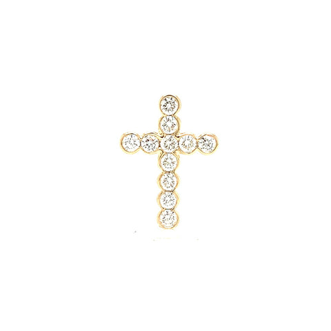 Roman + Jules Contemporary Semi-Bezel Set Small Diamond Cross 0.50 ctw 14K Yellow Gold with hidden bail