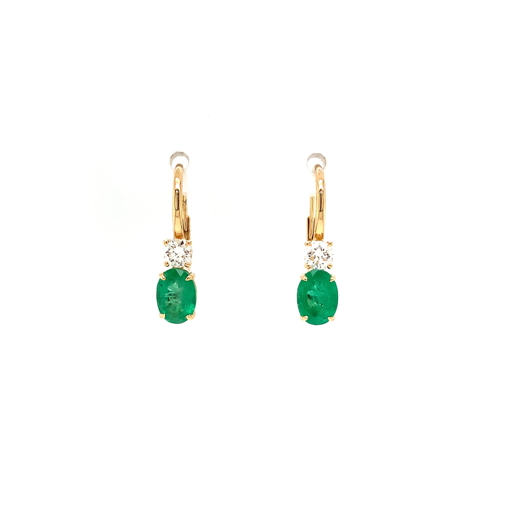 Roman + Jules Gem quality Oval shaped Emerald and Diamond in 18K Y/G Earring - Image 2 of 6