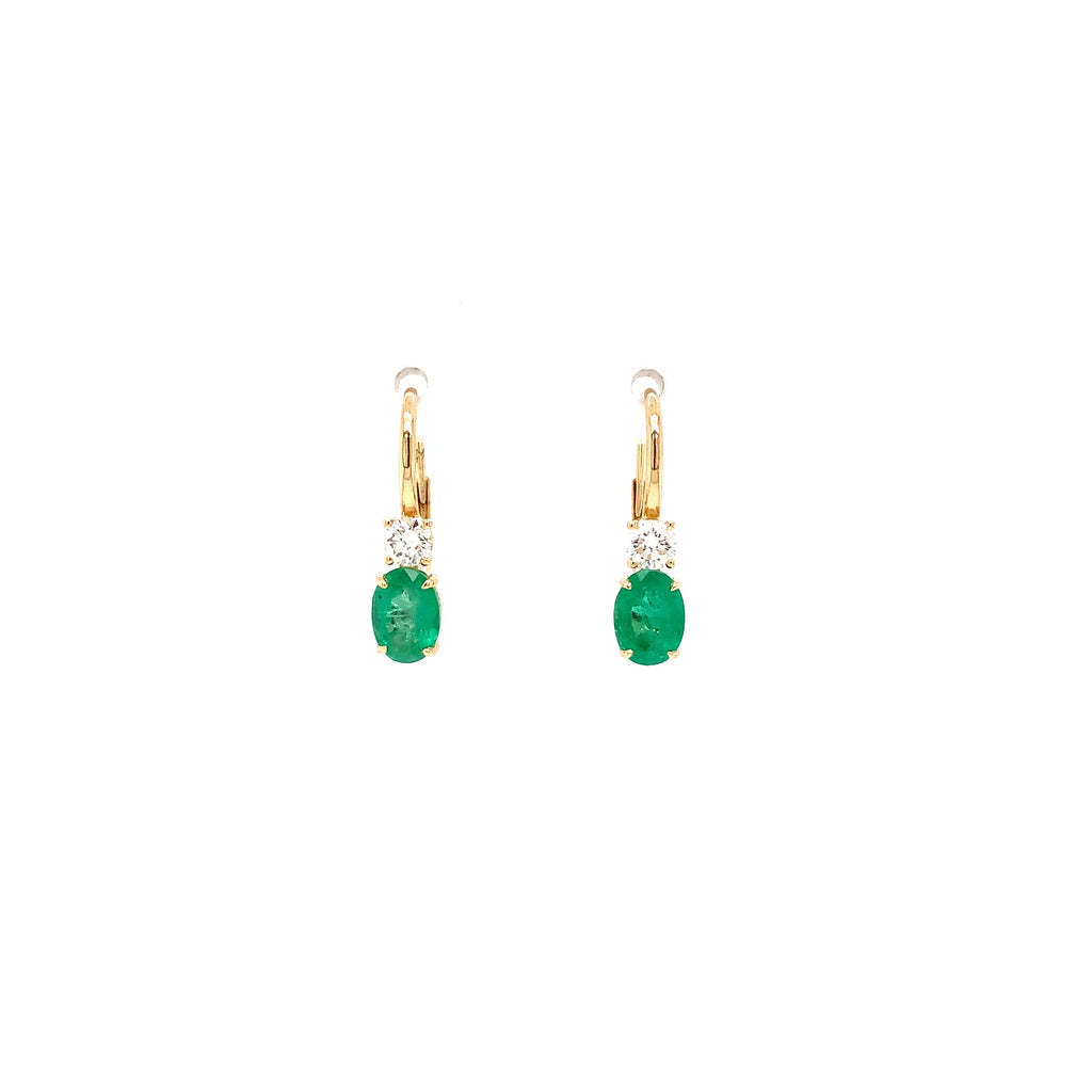 Roman + Jules Gem quality Oval shaped Emerald and Diamond in 18K Y/G Earring - Image 3 of 6