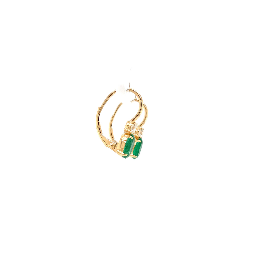 Roman + Jules Gem quality Oval shaped Emerald and Diamond in 18K Y/G Earring - Image 6 of 6