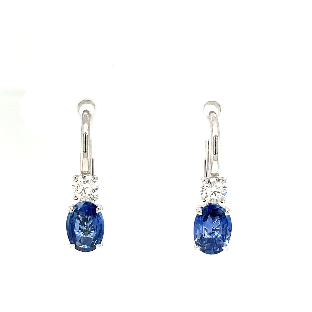 Roman + Jules Gem quality Oval shaped Blue Sapphire and Diamond in 18K W/G Earring - Image 3 of 6