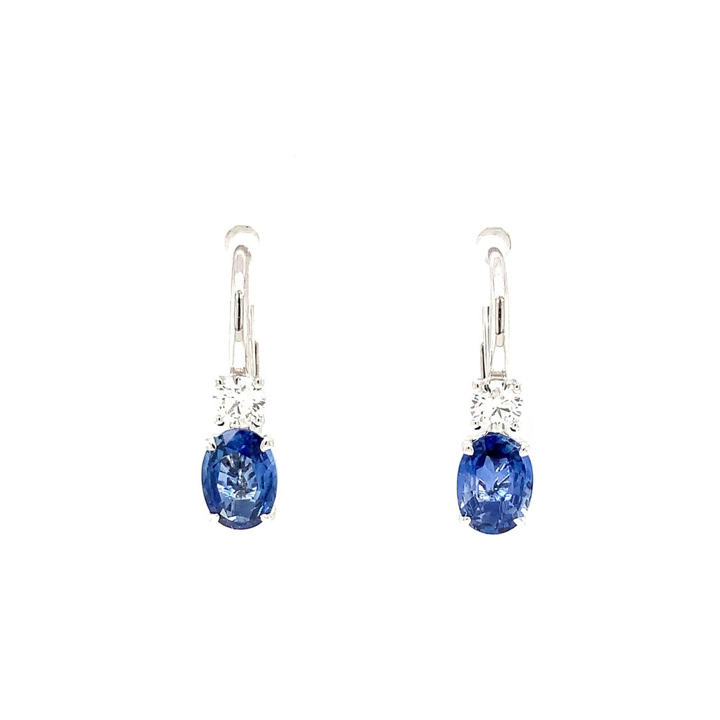 Roman + Jules Gem quality Oval shaped Blue Sapphire and Diamond in 18K W/G Earring - Image 4 of 6