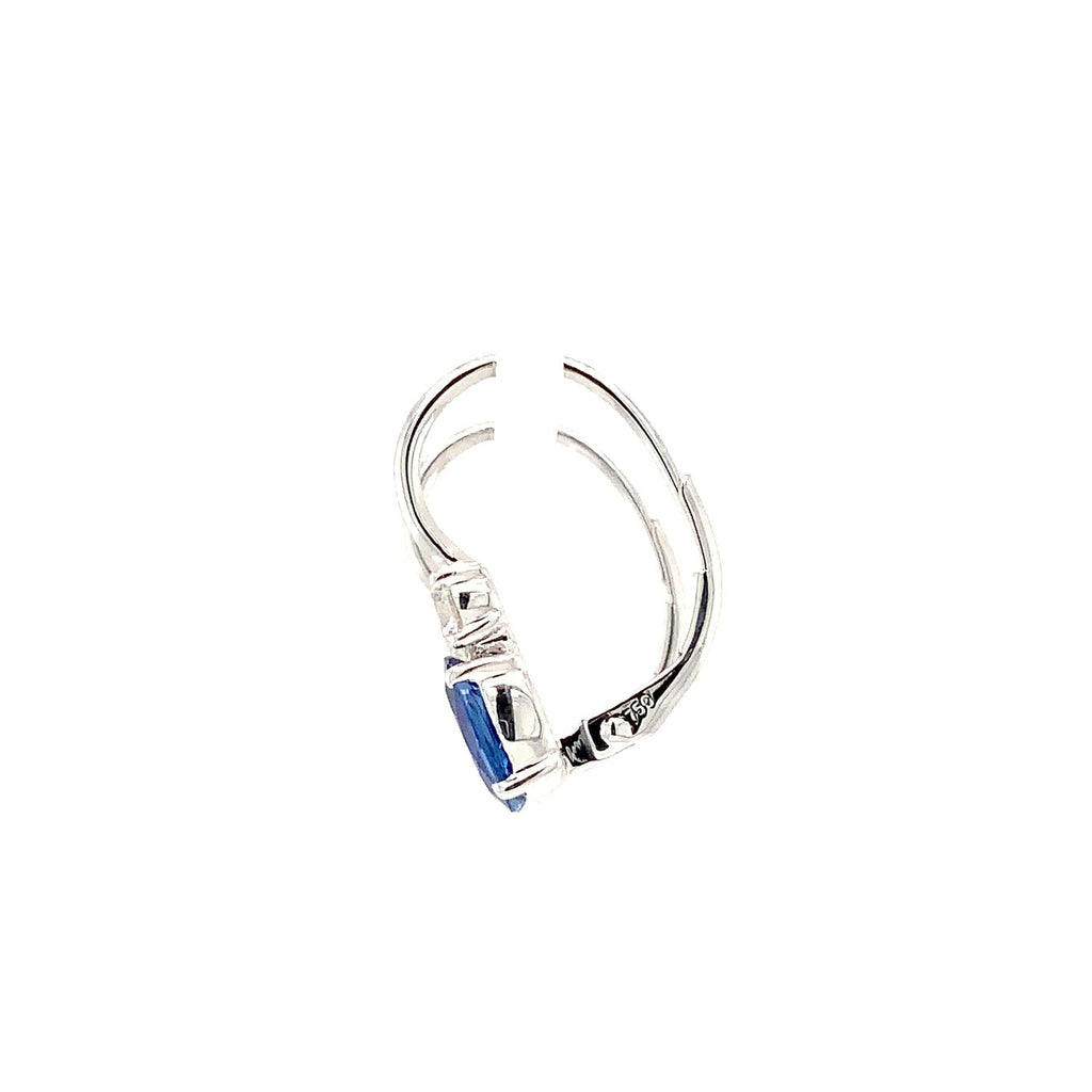 Roman + Jules Gem quality Oval shaped Blue Sapphire and Diamond in 18K W/G Earring - Image 6 of 6