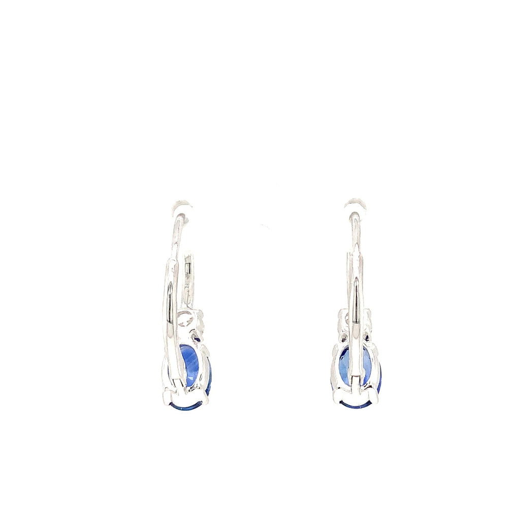 Roman + Jules Gem quality Oval shaped Blue Sapphire and Diamond in 18K W/G Earring - Image 5 of 6