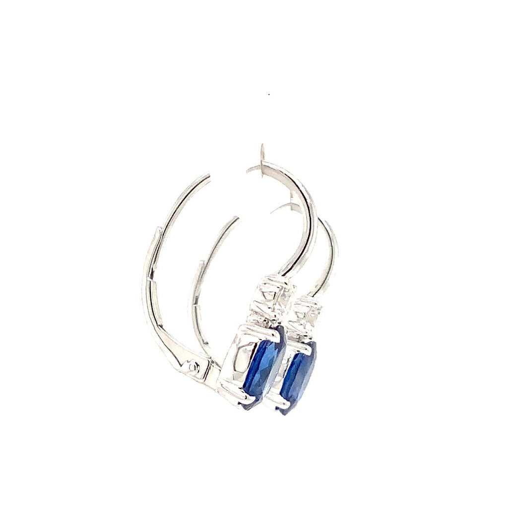 Roman + Jules Gem quality Oval shaped Blue Sapphire and Diamond in 18K W/G Earring - Image 2 of 6