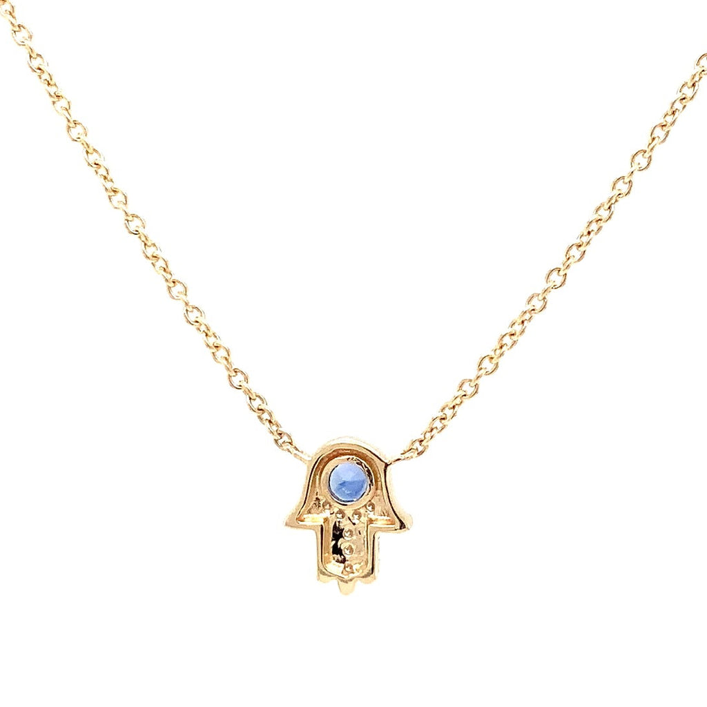 Roman + Jules Diamond and Sapphire Hamsa necklace in 14K Y/G - Image 2 of 5