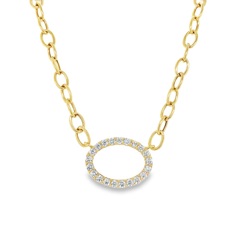 Roman+Jules Oval Shaped Diamond Necklace set in 14K Yellow Gold - Image 1 of 6