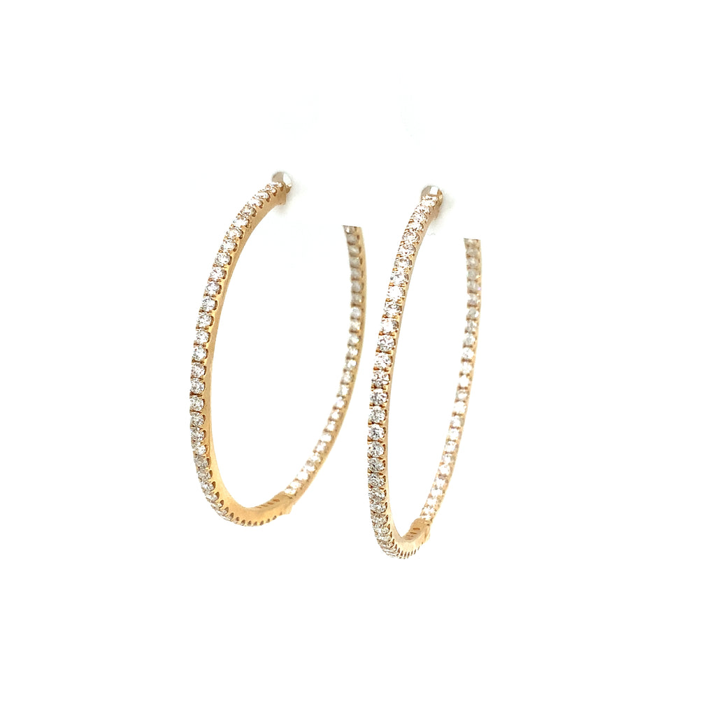 Roman+Jules Classic Inside and Outside Diamond Hoops set in 14K Yellow Gold - Image 2 of 5