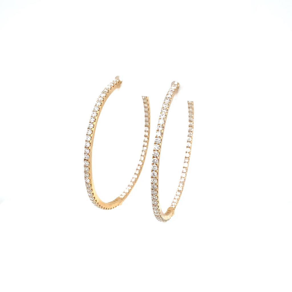 Roman+Jules Classic Inside and Outside Diamond Hoops set in 14K Yellow Gold - Image 3 of 5