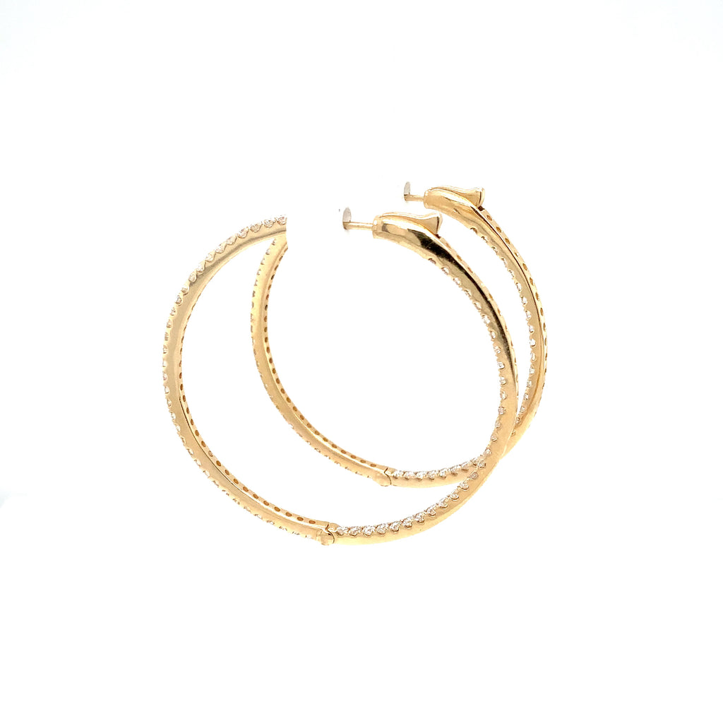 Roman+Jules Classic Inside and Outside Diamond Hoops set in 14K Yellow Gold - Image 4 of 5