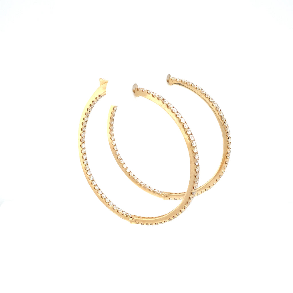 Roman+Jules Classic Inside and Outside Diamond Hoops set in 14K Yellow Gold - Image 1 of 5