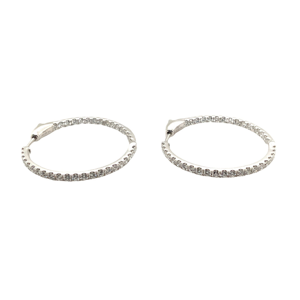 Roman+Jules Classic Inside and Outside Diamond Hoops set in 14K White Gold - Image 3 of 6