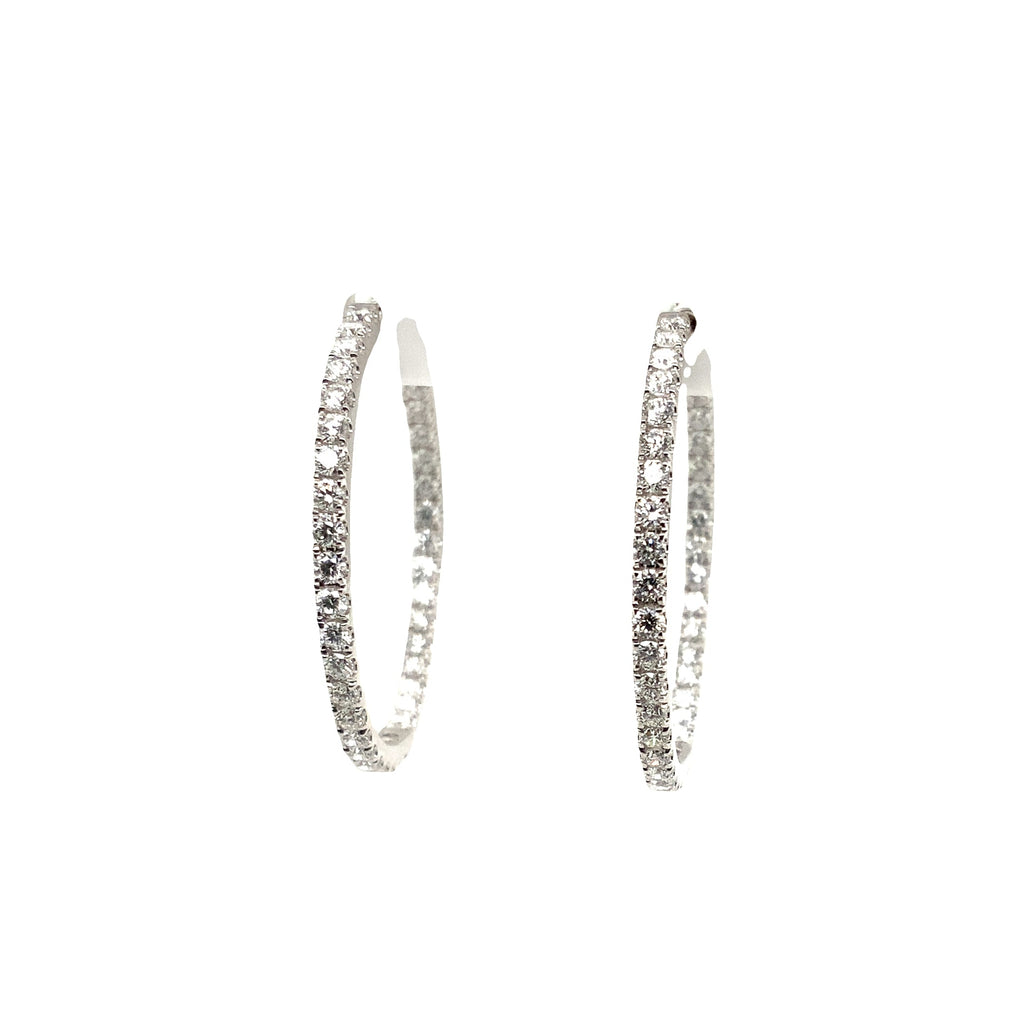 Roman+Jules Classic Inside and Outside Diamond Hoops set in 14K White Gold - Image 4 of 6