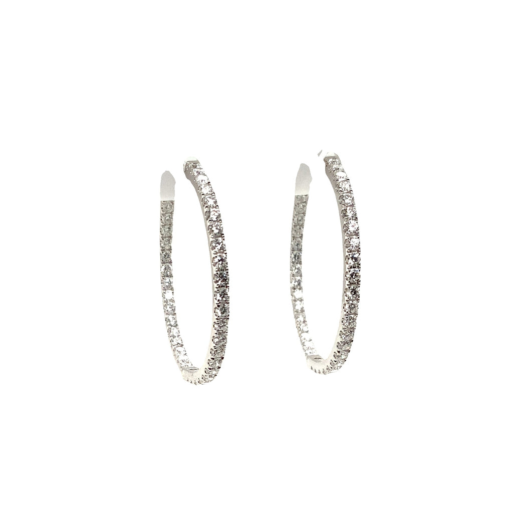 Roman+Jules Classic Inside and Outside Diamond Hoops set in 14K White Gold - Image 5 of 6