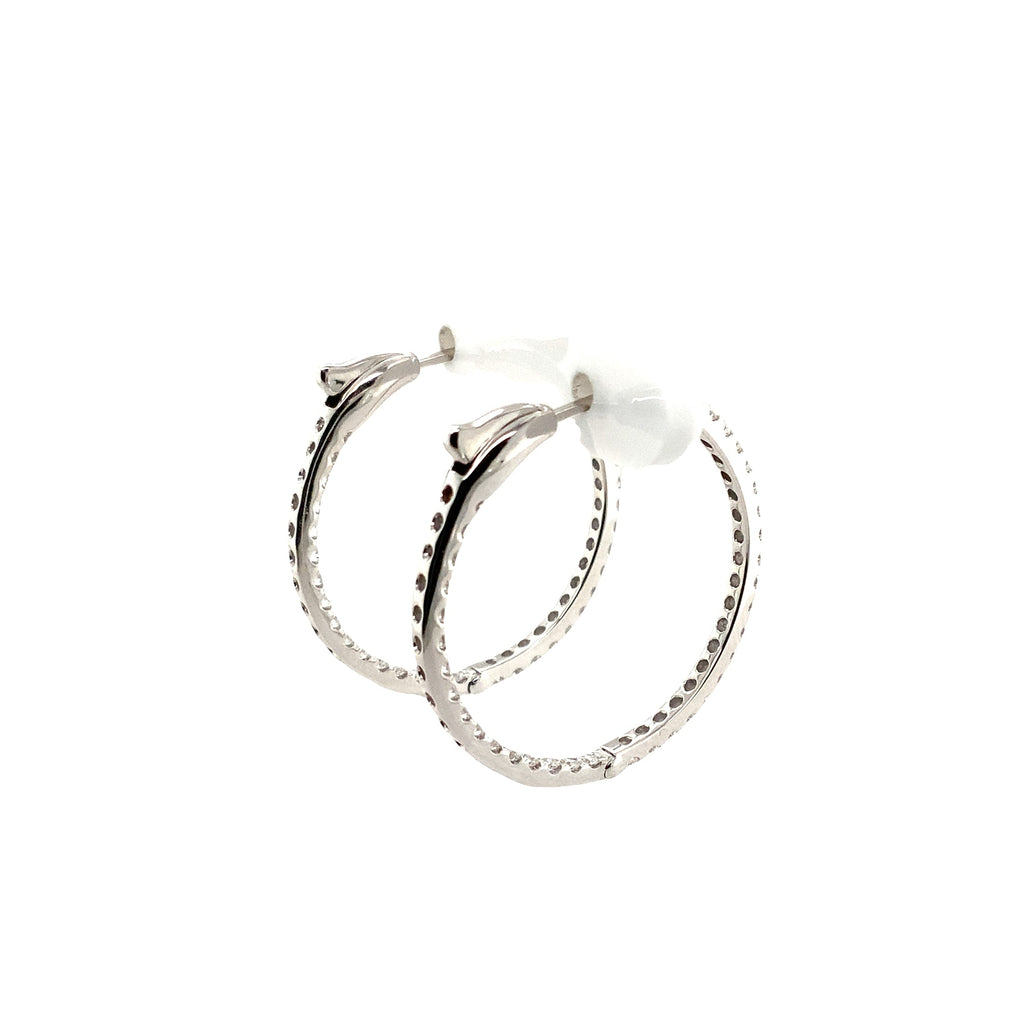 Roman+Jules Classic Inside and Outside Diamond Hoops set in 14K White Gold - Image 2 of 6