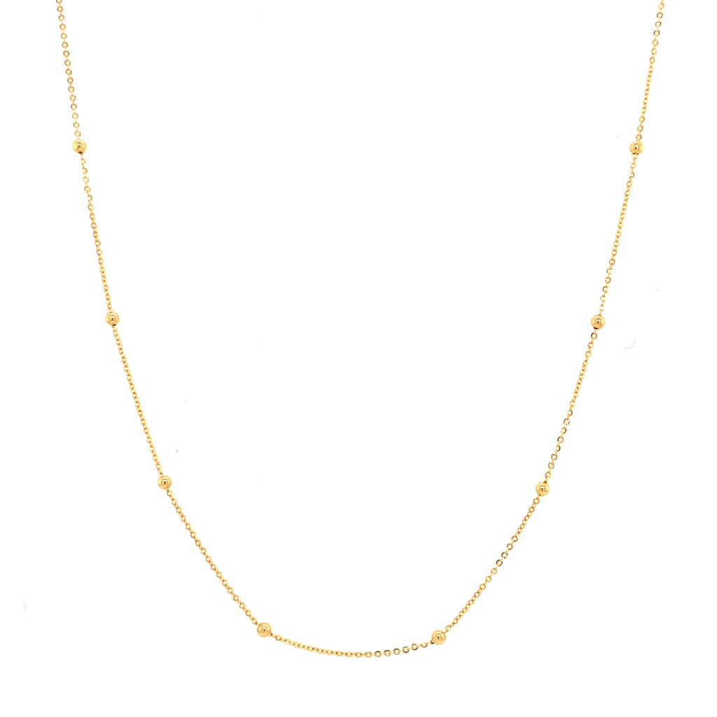 Diamond Cut 14K Yellow Gold 1.8mm Polished Bead Saturn Chain with Spring Ring Clasp - Image 2 of 5
